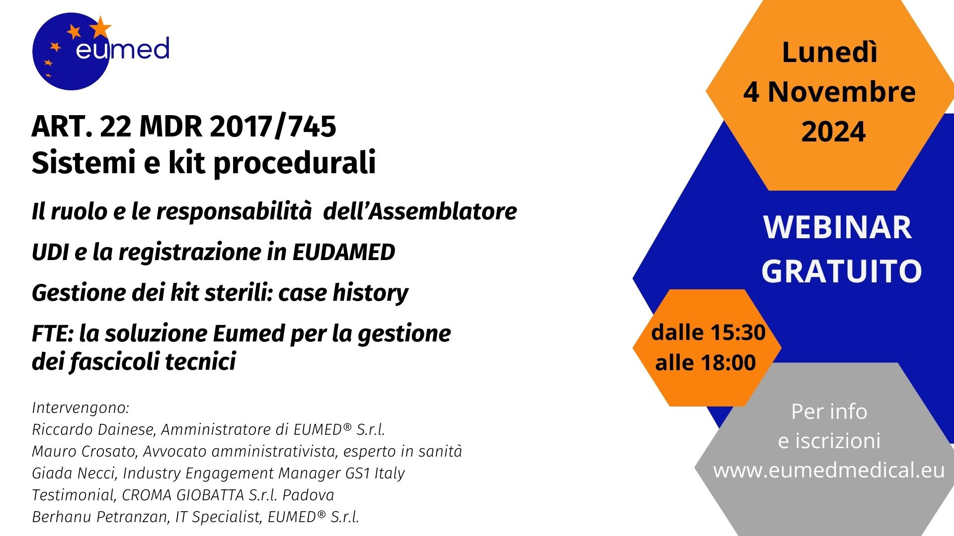 WEBINAR GRATUITO - ART. 22 MDR SISTEMI E KIT PROCEDURALI - 4 NOV 2024